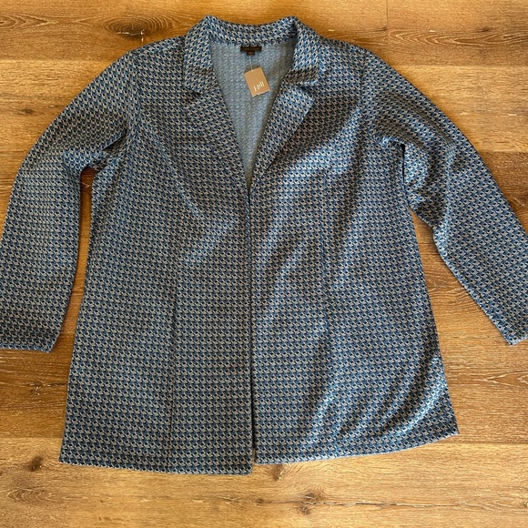 J. Jill Wearever Collection Knit Blazer Jacket Blue Patterned Size 2X - Picture 2 of 7